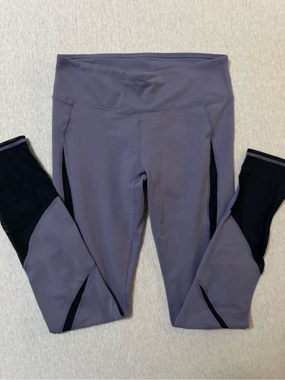 Fabletics Girls' Purple Leggings with Black Mesh Insets